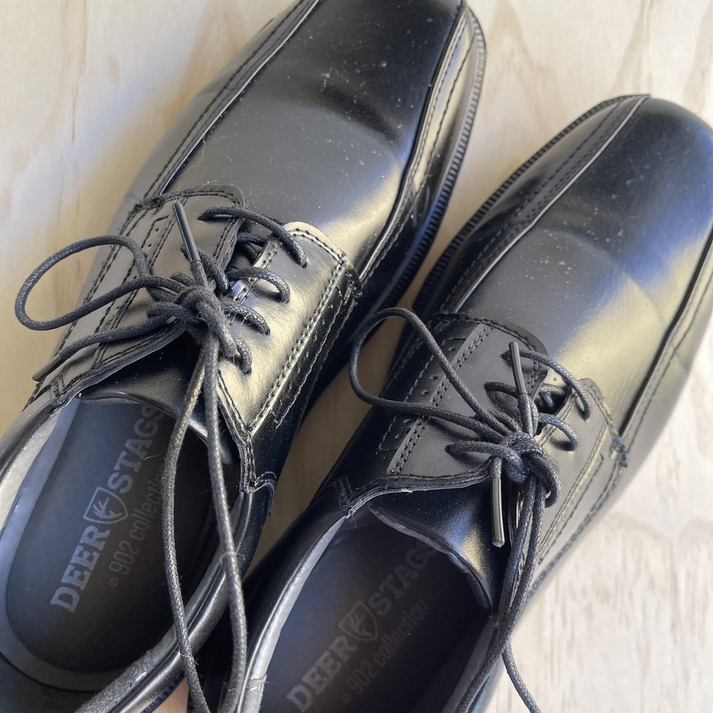 Deer Stags Williamsburg Shoes Mens Size 13W Black Dress Square Toe‎ Oxfords